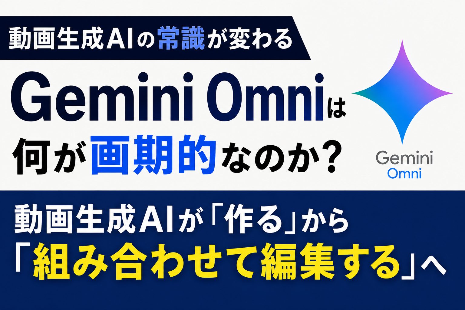 Gemini Omniは何が画期的なのか？動画生成AIは「作る」から「組み合わせて編集する」へ変わる